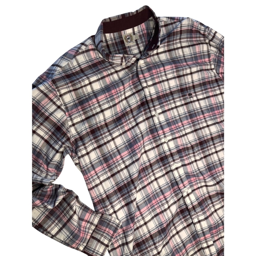 Cinch Long Sleeve Plaid Button Down Shirt Men's XL White Pink Gray Burgundy